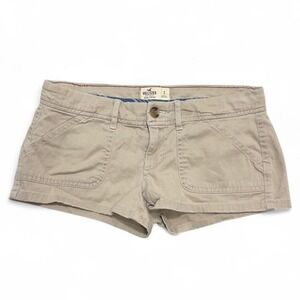 Vintage Y2K Hollister Tan‎ Low Rise Micro Mini Shorts Womens Size 3